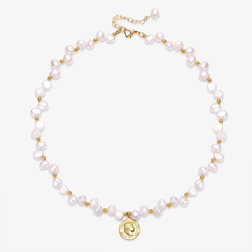 Fresh Water Pearl Necklace With Coin Pendant
